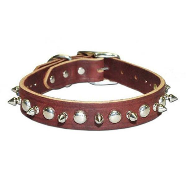 Leather Brothers . Black Signature Leather Spike and Stud Dog Collar -Size 24 6081-BK24